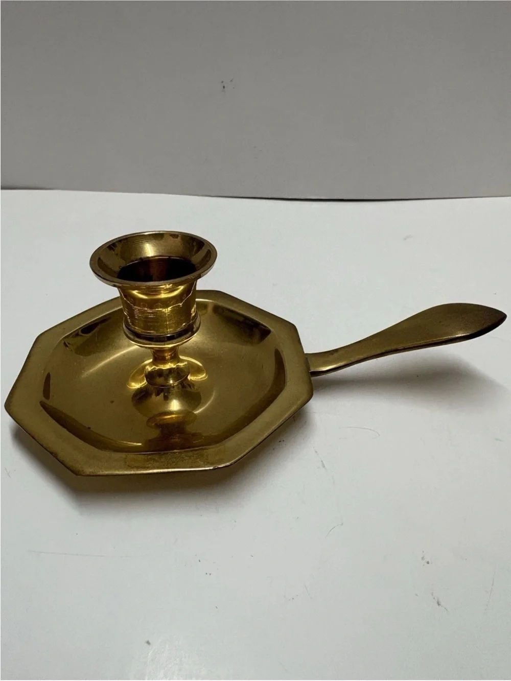 Vintage Brass Candlestick Octagon Base Taper Holder Cottage Decor